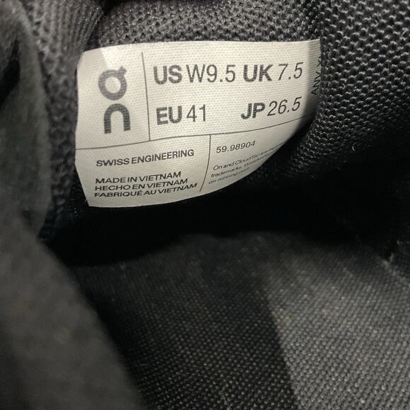 ON Running Cloud 5 Women's Running Shoes Black 59.98904 Size 9.5 - Picture 6 of 6